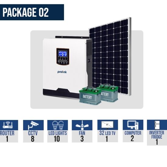 3KV Solar Inverter Solution (Prolink IPS Haus V 3KM-24 Hybrid Inverter with batteries and solar panel)