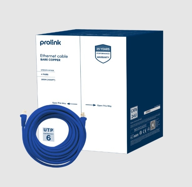 PROLINK CAT6-24M PREMIER SERIES 4-PAIR UTP NETWORK CABLE 24AWG BARE COPPER