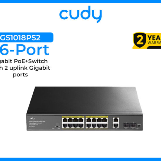 CUDY 16 Port Gigabit PoE+Switch With 2 uplink Gigabit ports GS1018PS2
