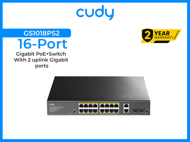 CUDY 16 Port Gigabit PoE+Switch With 2 uplink Gigabit ports GS1018PS2