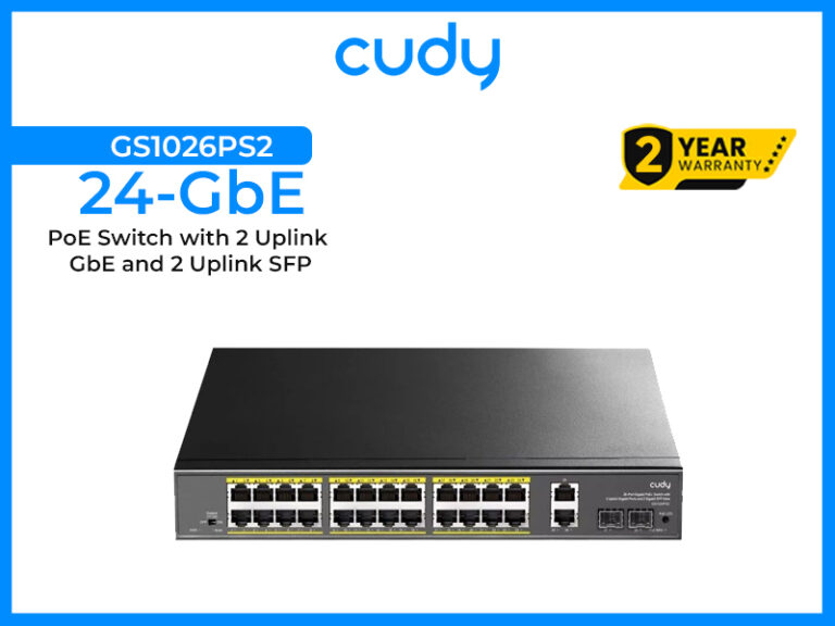 CUDY 24-GbE PoE Switch with 2 Uplink GbE and 2 Uplink SFP GS1026PS2