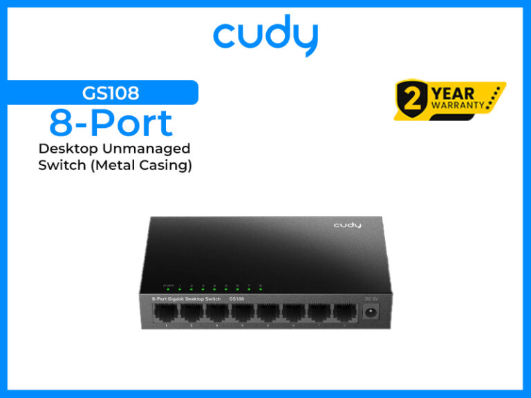 CUDY 8-Port GS108 10/100/1000 Mbps Desktop Unmanaged Switch (Metal Casing)