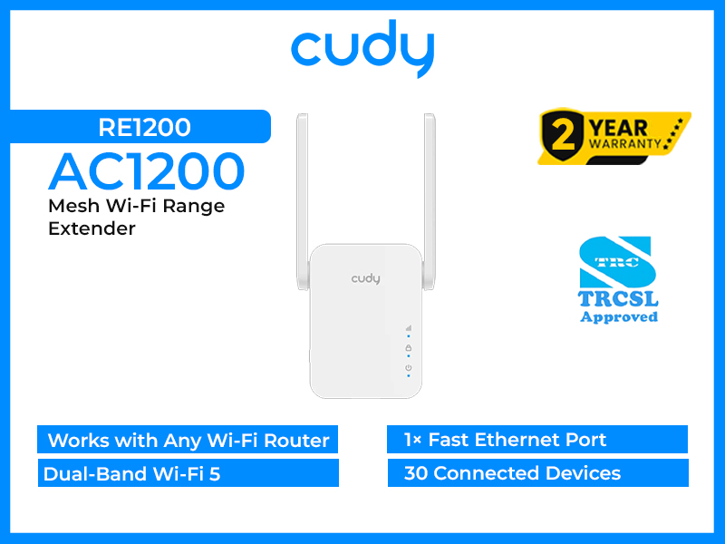 CUDY Mesh Wi-Fi Range Extender RE1200 2.0