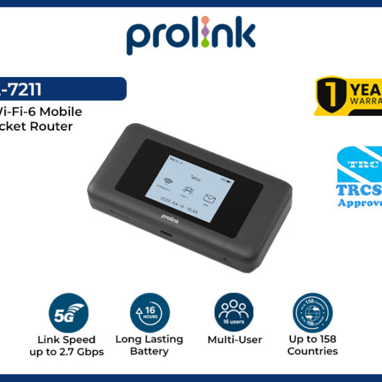 Prolink DL-7211 5G Wi-Fi-6 Mobile Pocket Router (5GHZ/ 2.4GHz)