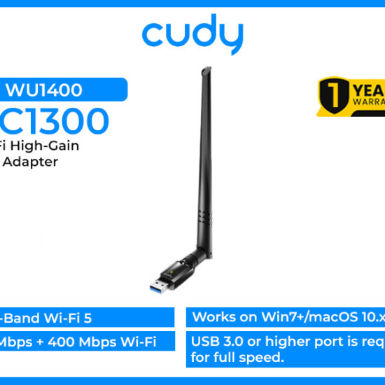 AC1300 Wi-Fi High-Gain USB Adapter WU1400